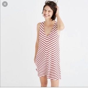 Madewell Sleeveless Red and White Striped Linen Dress